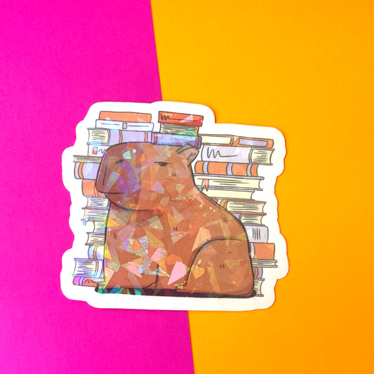 Capybara Reading Sticker