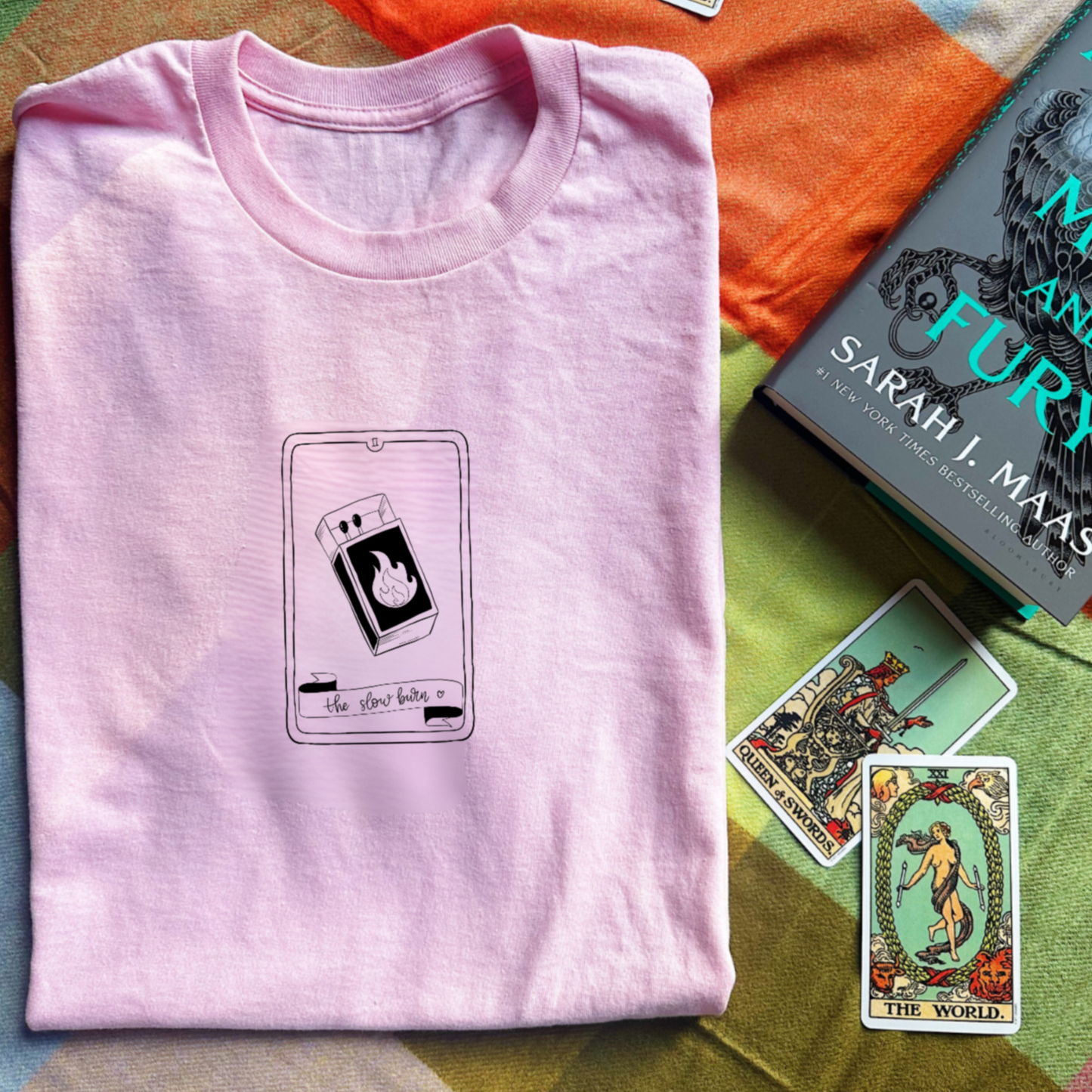 Slow Burn Minimalistic Book Trope Tarot T-Shirt